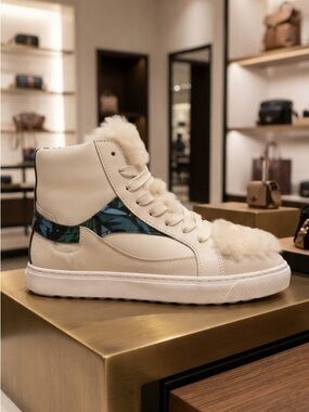 NWOB Coach High Top Sneakers Shearling Leather 5.5
